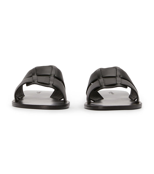 Tony Bianco Force Black 1cm Flat Sandals Black | SIEVO29438