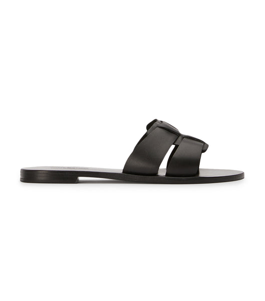 Tony Bianco Force Black 1cm Flat Sandals Black | SIEVO29438