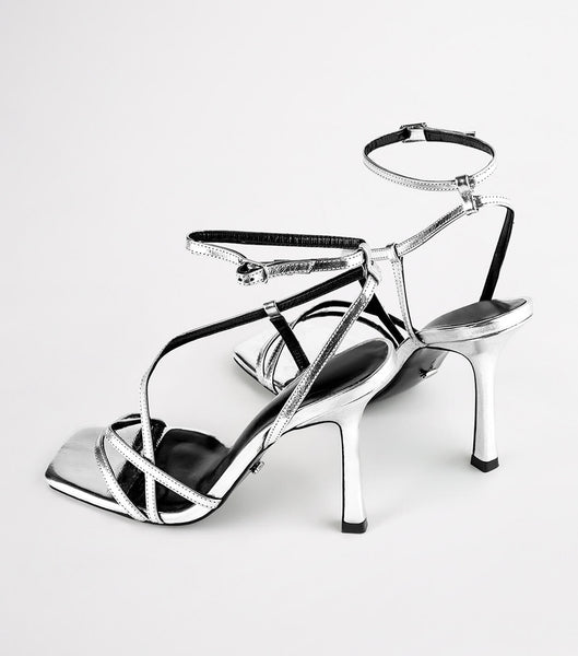 Tony Bianco Franci Silver Foil 10.5cm Strappy Heels Silver | IEJVR67752