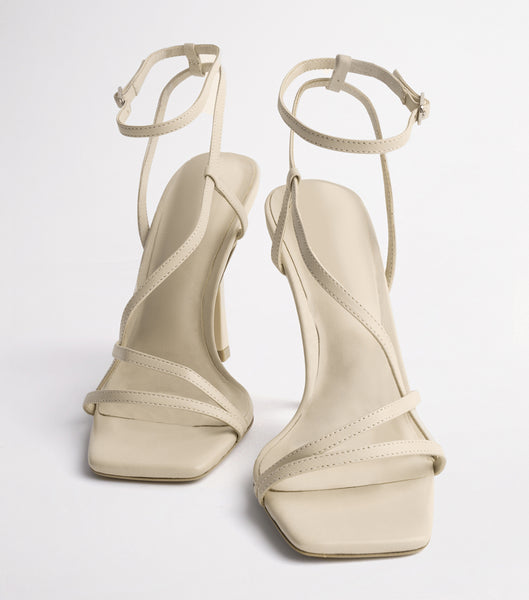 Tony Bianco Franci Vanilla Sheep Nappa 10.5cm Strappy Heels Light Yellow | IEEGJ50643