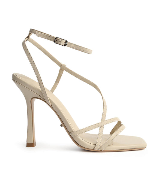 Tony Bianco Franci Vanilla Sheep Nappa 10.5cm Strappy Heels Light Yellow | IEEGJ50643