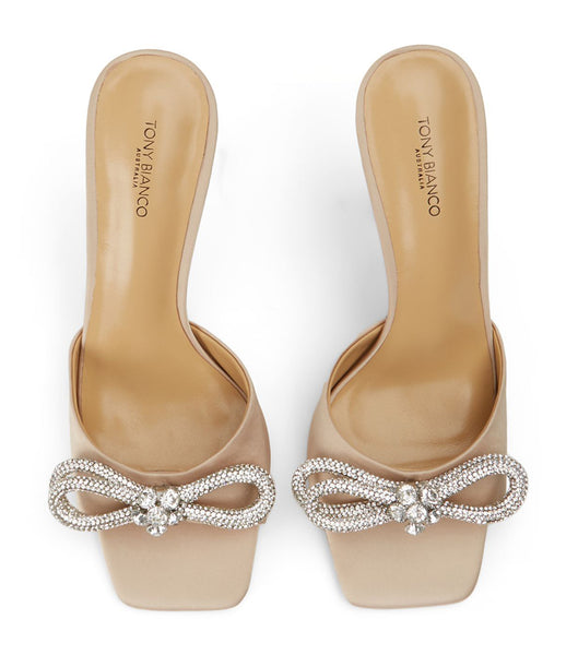 Tony Bianco Franki Nude Satin 10.5cm Bling Heels Beige | IEICD91853