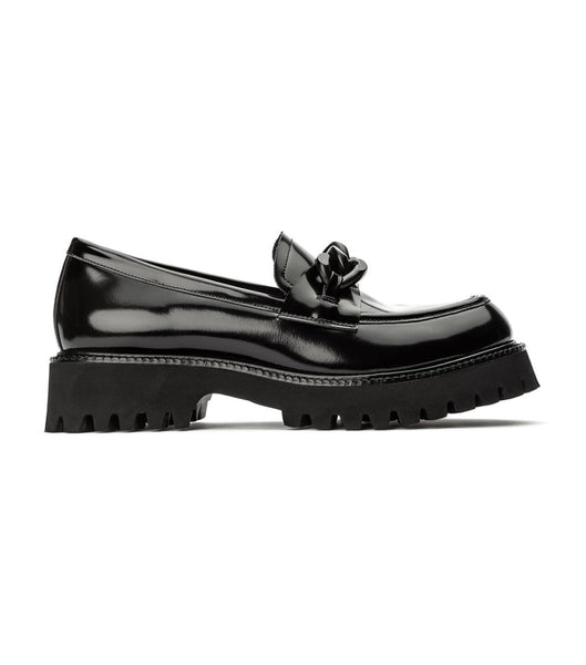 Tony Bianco Georgi Black Hi Shine 4cm Loafers Black | GIEUC18393