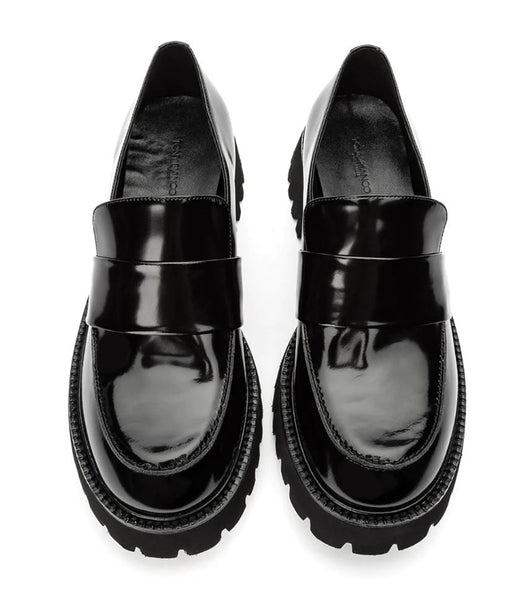 Tony Bianco Gisele Black Hi Shine 4cm Loafers Black | XIEBH32765