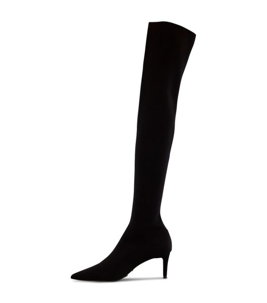 Tony Bianco Gracie Black Sock Knit 6.5cm Stiletto Boots Black | FIEUI73329