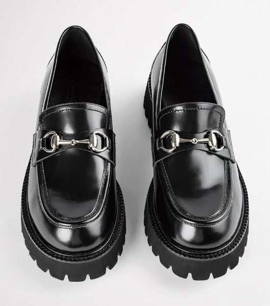 Tony Bianco Greer Black Hi Shine 4cm Loafers Black | LIESX40056