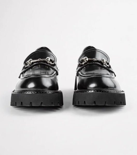 Tony Bianco Greer Black Hi Shine 4cm Loafers Black | LIESX40056