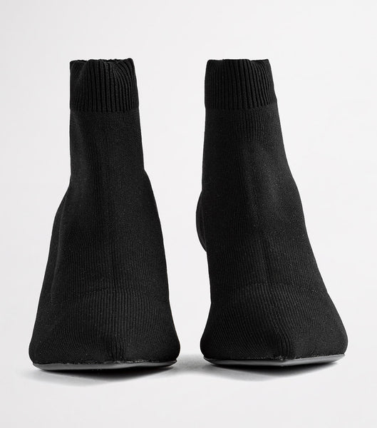 Tony Bianco Gwen Black Sock Knit 6.5cm Ankle Boots Black | ZIEMJ92227