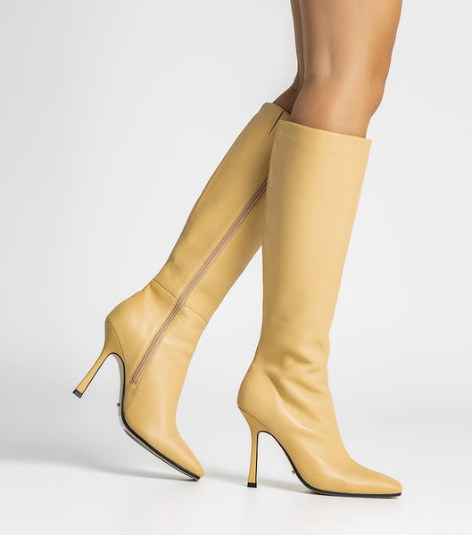 Tony Bianco Havana Butter Nappa 10.5cm Heeled Boots Yellow | IEXBR22962