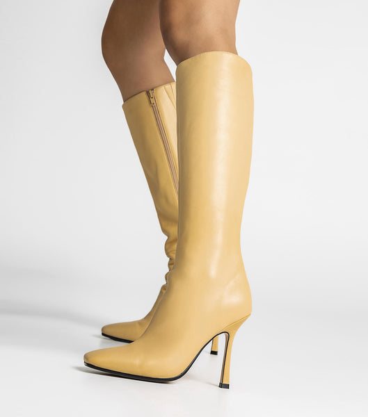 Tony Bianco Havana Butter Nappa 10.5cm Heeled Boots Yellow | IEXBR22962