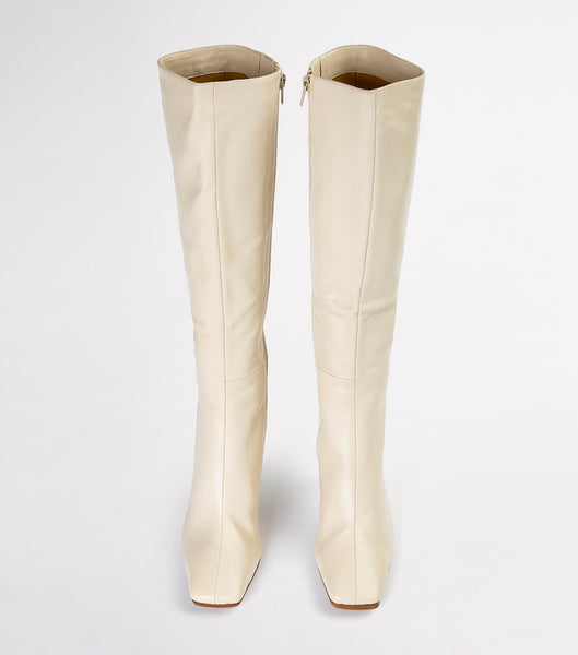 Tony Bianco Havana Vanilla Nappa 10.5cm Stiletto Boots Light Yellow | BIESO44978