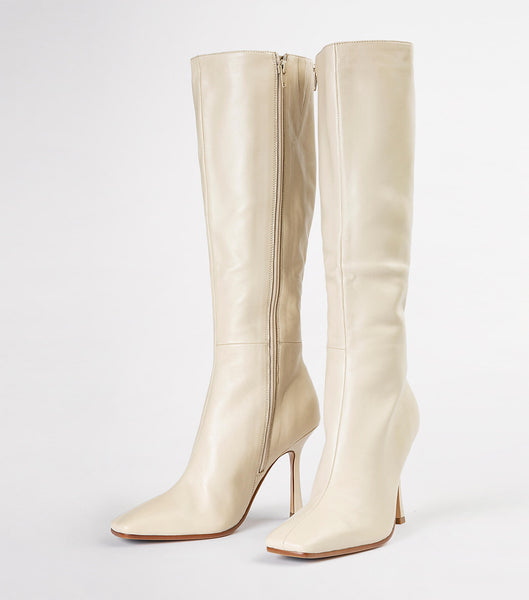 Tony Bianco Havana Vanilla Nappa 10.5cm Stiletto Boots Light Yellow | BIESO44978