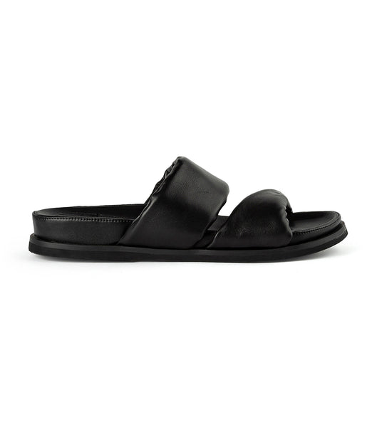 Tony Bianco Henry Black Nappa 3.5cm Flat Sandals Black | DIEKV44725