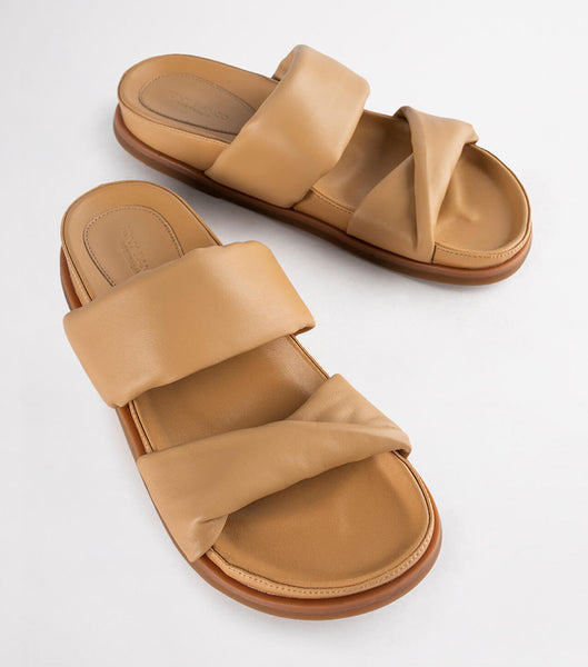 Tony Bianco Henry Honey Nappa 3.5cm Slides Orange | ZIENQ48623