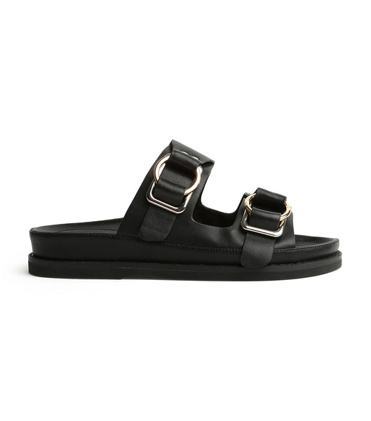 Tony Bianco Hunter Black Como 3.5cm Flat Sandals Black | FIEUI44903