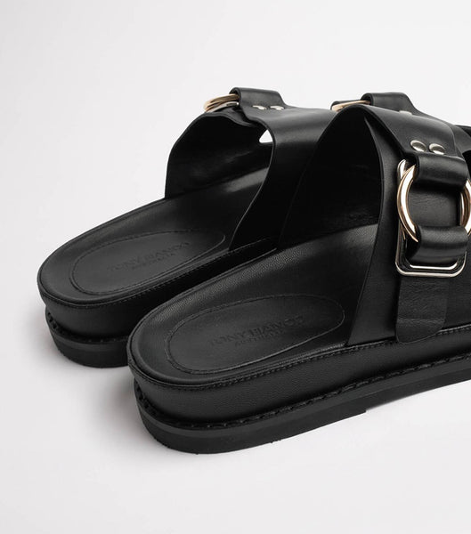 Tony Bianco Hunter Black Como 3.5cm Slides Black | IENEJ71928