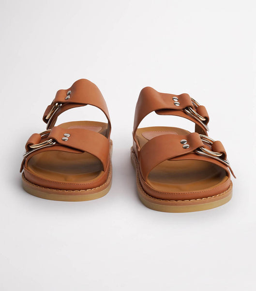 Tony Bianco Hunter Tan Como 3.5cm Flat Sandals Brown | IEDFL79564