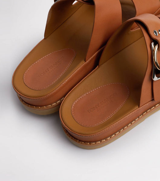 Tony Bianco Hunter Tan Como 3.5cm Slides Brown | IEEGJ71399