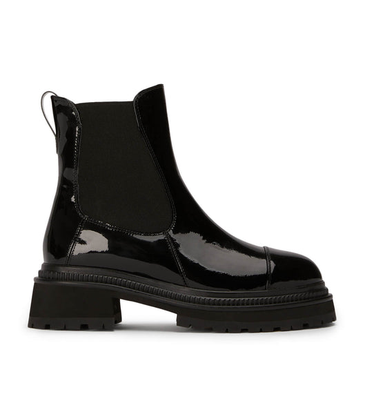 Tony Bianco Hurricane Black Hi Shine 5.5cm Combat Boots Black | QIEWA69780