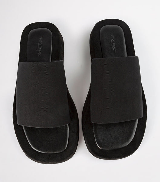 Tony Bianco Isabel Black Magic 1.5cm Slides Black | QIEUV24944