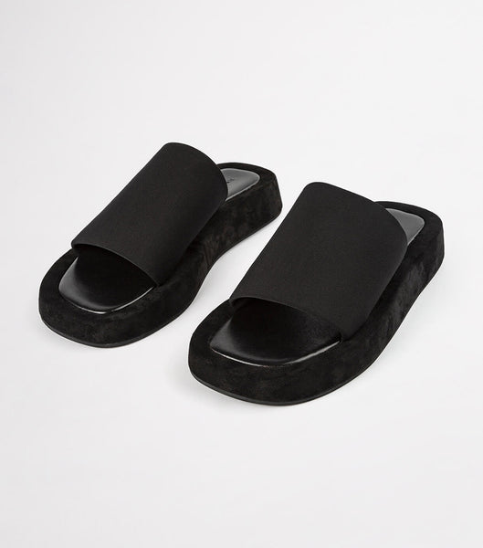 Tony Bianco Isabel Black Magic 1.5cm Slides Black | QIEUV24944