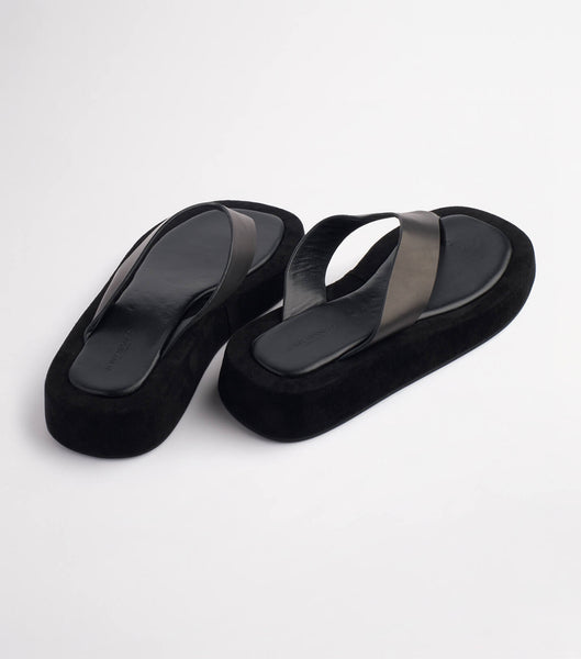 Tony Bianco Ives Black Como 3.5cm Flat Sandals Black | BIESO22688