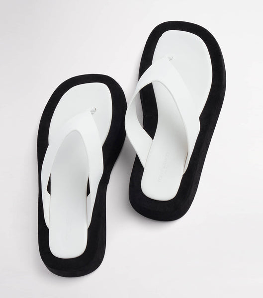 Tony Bianco Ives Milk Capretto 3.5cm Thong Sandals White | UIEND64109