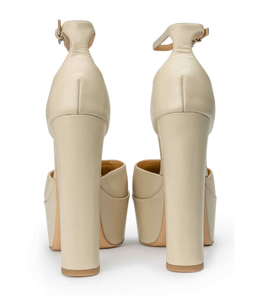 Tony Bianco Jaguar Vanilla Capretto 14cm Block Heels Light Yellow | IECVG31424