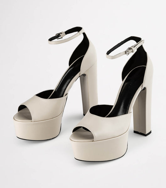 Tony Bianco Jayze Vanilla Nappa 14cm Platform Shoes White / Black | BIESO33338