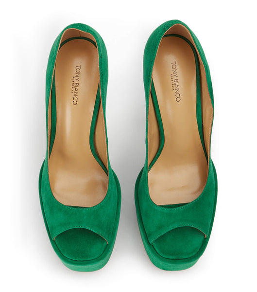 Tony Bianco Jolee Jade Suede 15cm Platform Shoes Green | TIEWZ42076