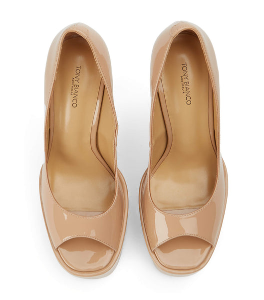 Tony Bianco Jolee Nude Patent 15cm Platform Shoes Beige | IEZDE87914