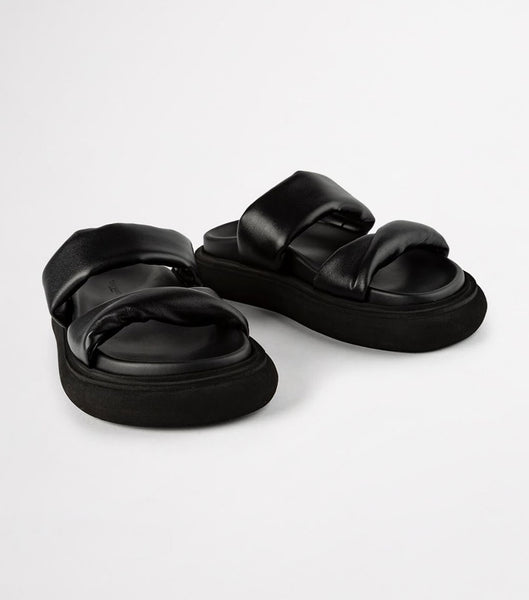 Tony Bianco June Black Nappa 3cm Sandals Black | IEICD42752