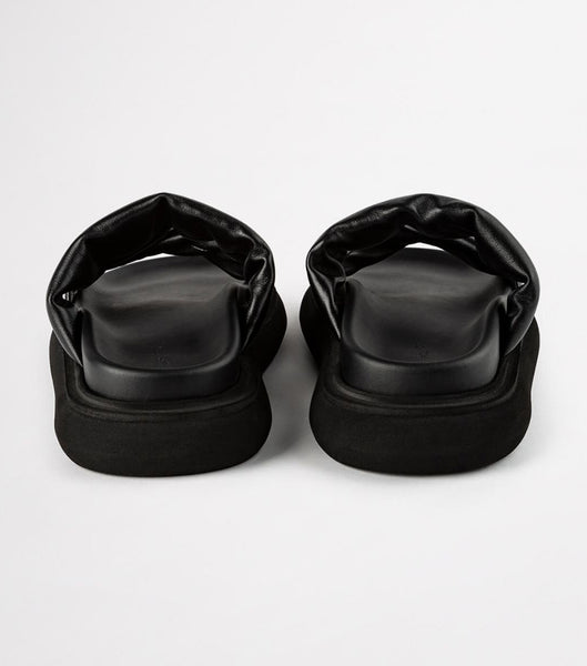 Tony Bianco June Black Nappa 3cm Slides Black | BIESO52209