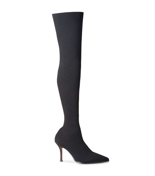 Tony Bianco Kori Black Sock Knit 9.5cm Stiletto Boots Black | DIEVO72152