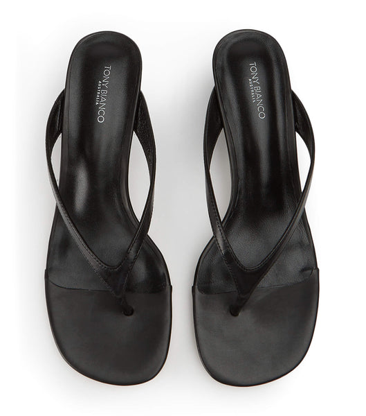 Tony Bianco Krista Black Nappa 5cm Thong Sandals Black | IECIF71966