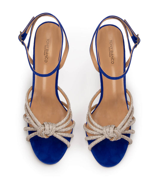 Tony Bianco Kyla Azure Suede 11cm Bling Heels Azure | IENZX35536