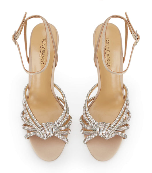 Tony Bianco Kyla Nude Satin 11cm Bling Heels Beige | ZIENQ12670