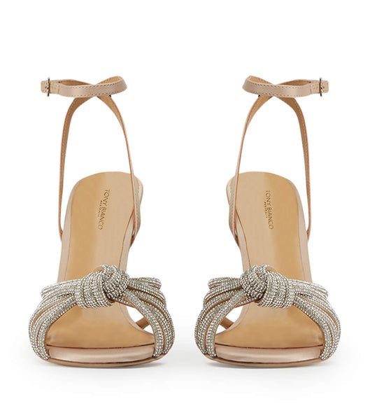 Tony Bianco Kyla Nude Satin 11cm Strappy Heels Beige | UIEND48862