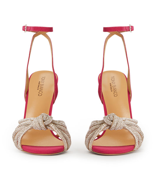 Tony Bianco Kyla Persian Crepe 11cm Bling Heels Red | IEEGJ93418