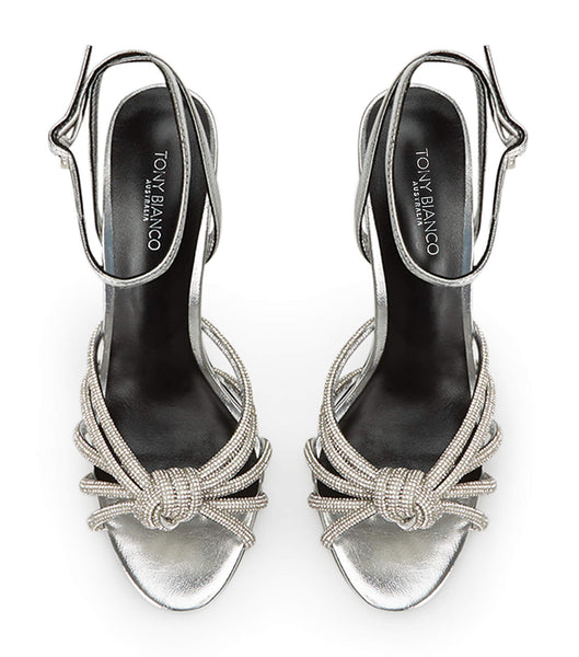 Tony Bianco Kyla Silver Foil 11cm Strappy Heels Silver | PIEQX69761