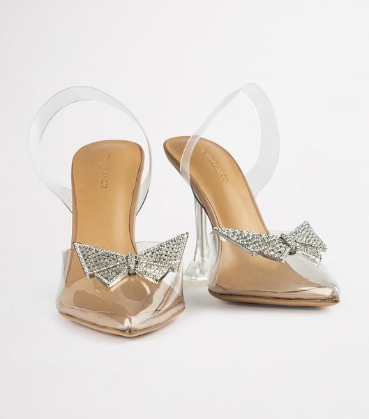 Tony Bianco Laos Clear Vinylite 10.3cm Bridal Heels Silver | IEDFL82323