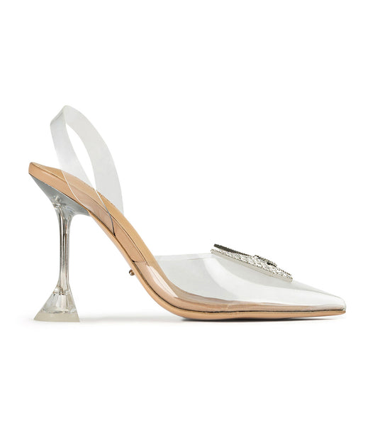 Tony Bianco Laos Clear Vinylite 10.3cm Bridal Heels Silver | IEDFL82323