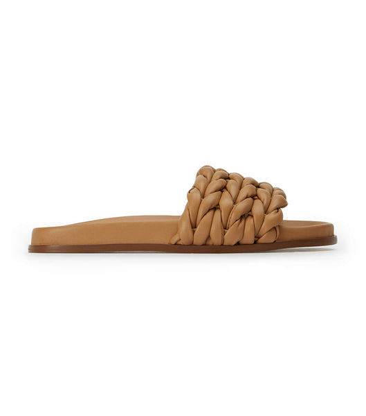 Tony Bianco Layton Biscuit Nappa Flat Sandals Brown | DIEVO46608