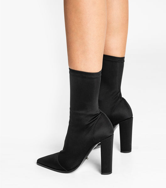 Tony Bianco Lila Black Lycra 10.3cm Heeled Boots Black | SIENY21256