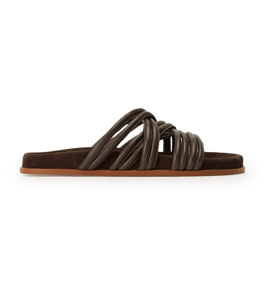 Tony Bianco Loki Chocolate Nappa Flat Sandals Chocolate | LIESX25754