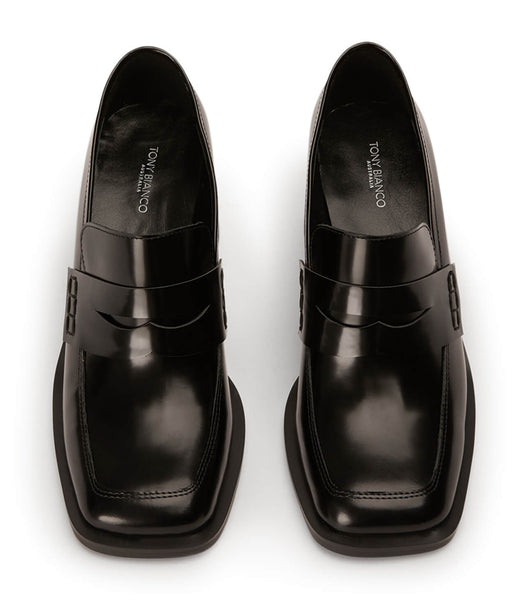 Tony Bianco Lomax Black Hi Shine 6.5cm Loafers Black | IEICD70136