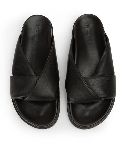 Tony Bianco Lora Black Nappa 1.5cm Slides Black | IEJKU97706