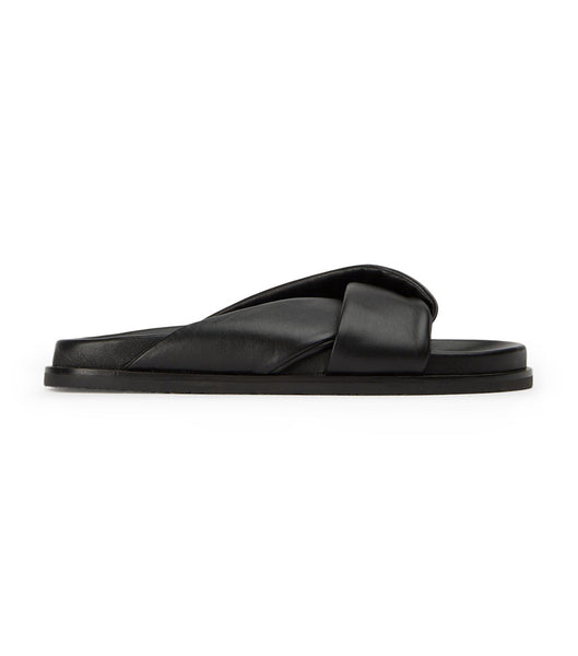 Tony Bianco Lora Black Nappa 1.5cm Slides Black | IEJKU97706