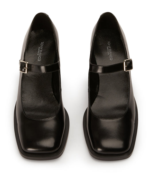 Tony Bianco Loure Black Hi Shine 6.5cm Loafers Black | QIEUV95104