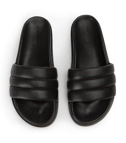 Tony Bianco Lucas Black Nappa 1.5cm Flat Sandals Black | IEQAV67095